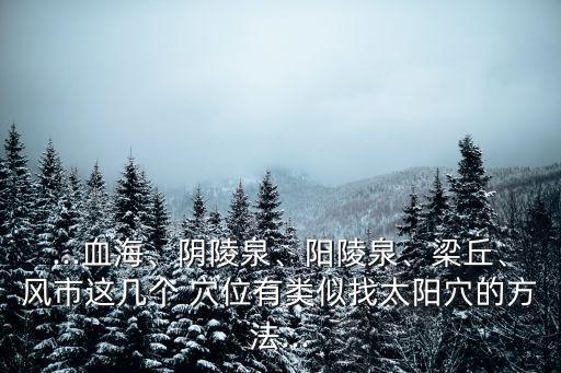...血海、陰陵泉、陽陵泉、梁丘、風市這幾個 穴位有類似找太陽穴的方法...