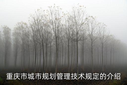 重慶市城市規(guī)劃管理技術(shù)規(guī)定的介紹