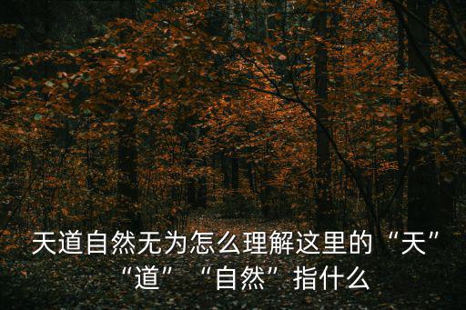  天道自然無(wú)為怎么理解這里的“天”“道”“自然”指什么