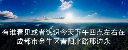 有誰看見或者認識今天下午四點左右在成都市金牛區青陽北路那邊永