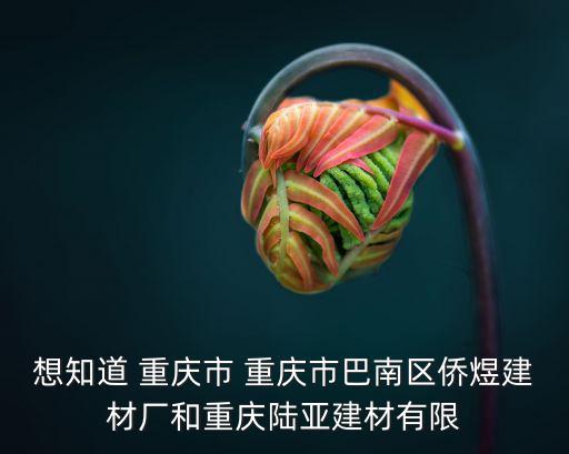 想知道 重慶市 重慶市巴南區(qū)僑煜建材廠和重慶陸亞建材有限