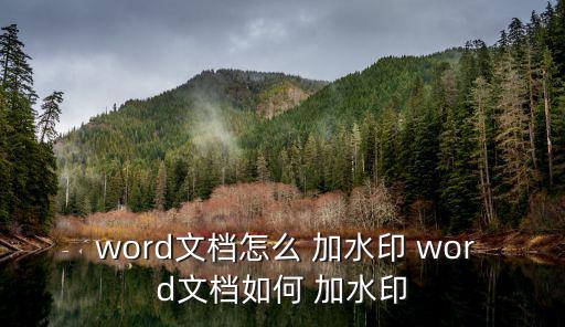  word文檔怎么 加水印 word文檔如何 加水印