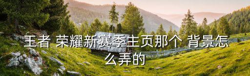  王者 榮耀新賽季主頁那個 背景怎么弄的