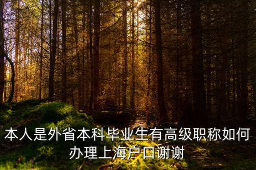 本人是外省本科畢業生有高級職稱如何辦理上海戶口謝謝