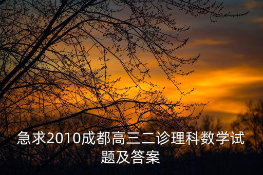 急求2010成都高三二診理科數學試題及答案
