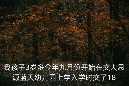 我孩子3歲多今年九月份開始在交大思源藍天幼兒園上學入學時交了18