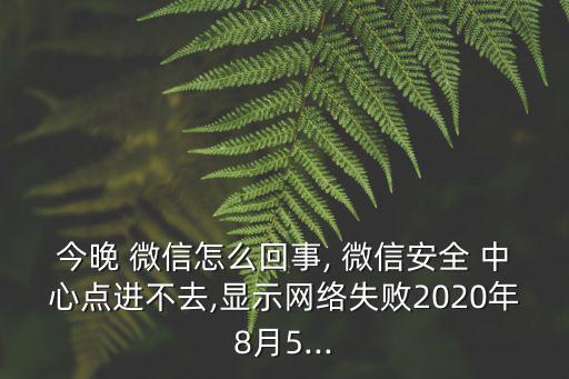 今晚 微信怎么回事, 微信安全 中心點進不去,顯示網(wǎng)絡(luò)失敗2020年8月5...