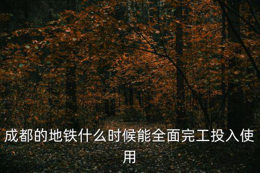 成都的地鐵什么時候能全面完工投入使用