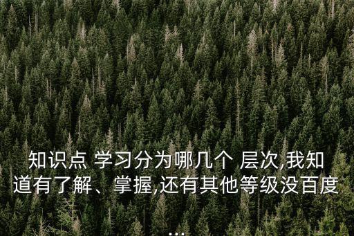 知識點(diǎn) 學(xué)習(xí)分為哪幾個 層次,我知道有了解、掌握,還有其他等級沒百度...