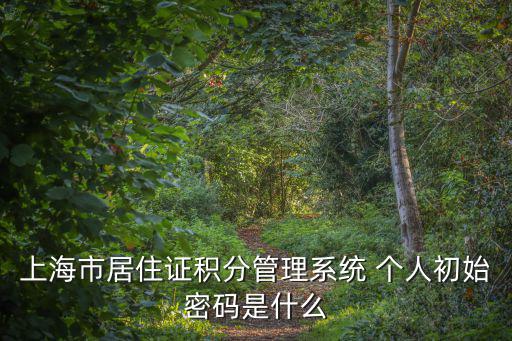 上海市居住證積分管理系統(tǒng) 個人初始密碼是什么