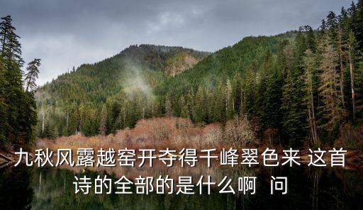 九秋風露越窯開奪得千峰翠色來 這首詩的全部的是什么啊  問