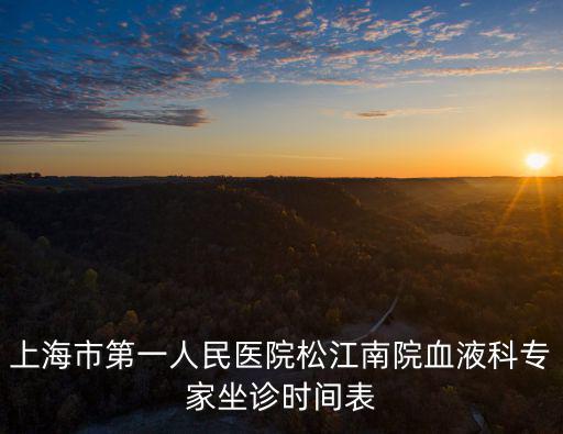上海市第一人民醫院松江南院血液科專家坐診時間表
