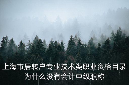 上海市居轉戶專業技術類職業資格目錄為什么沒有會計中級職稱