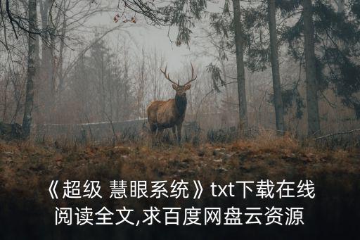 《超級 慧眼系統》txt下載在線 閱讀全文,求百度網盤云資源