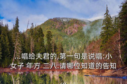 ...唱給夫君的,第一句是說唱:小女子 年方 二八.請哪位知道的告知...
