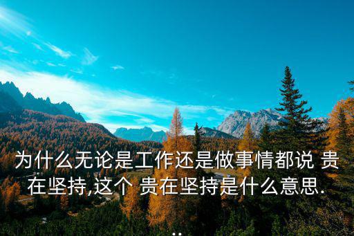 為什么無論是工作還是做事情都說 貴在堅持,這個 貴在堅持是什么意思...
