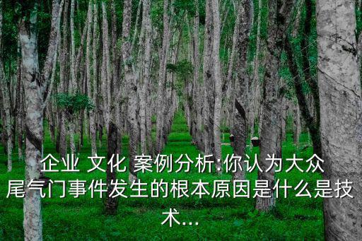  企業(yè) 文化 案例分析:你認為大眾尾氣門事件發(fā)生的根本原因是什么是技術...