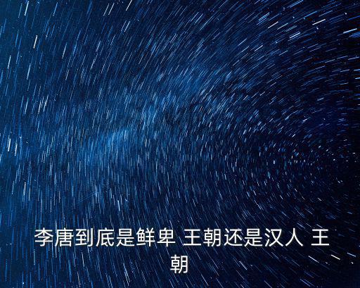  李唐到底是鮮卑 王朝還是漢人 王朝