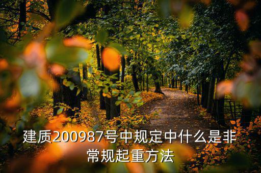 建質(zhì)200987號(hào)中規(guī)定中什么是非常規(guī)起重方法