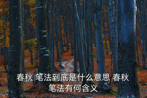  春秋 筆法到底是什么意思 春秋 筆法有何含義
