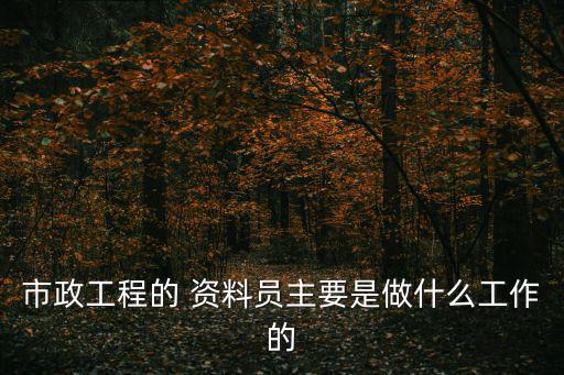 市政工程的 資料員主要是做什么工作的
