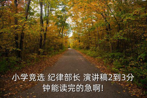 小學(xué)競(jìng)選 紀(jì)律部長(zhǎng) 演講稿2到3分鐘能讀完的急啊!