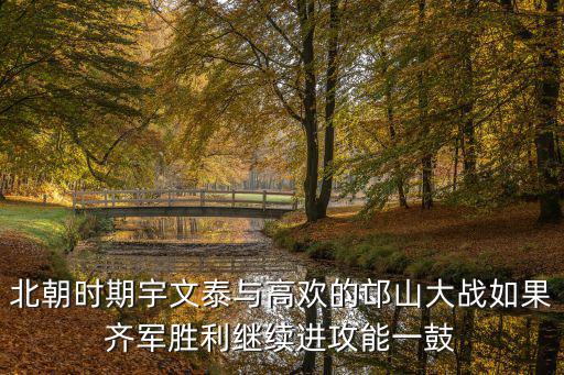 北朝時(shí)期宇文泰與高歡的邙山大戰(zhàn)如果齊軍勝利繼續(xù)進(jìn)攻能一鼓