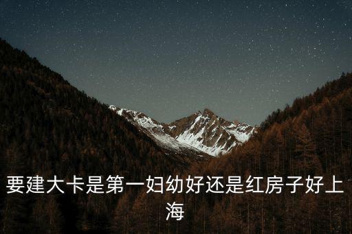 要建大卡是第一婦幼好還是紅房子好上海