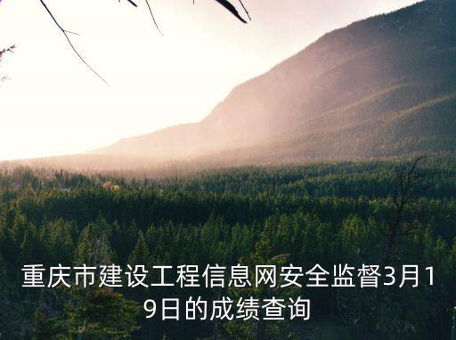 重慶市建設工程信息網安全監督3月19日的成績查詢