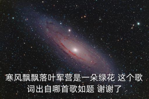 寒風飄飄落葉軍營是一朵綠花 這個歌詞出自哪首歌如題 謝謝了