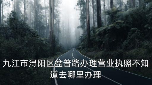 九江市潯陽區盆普路辦理營業執照不知道去哪里辦理