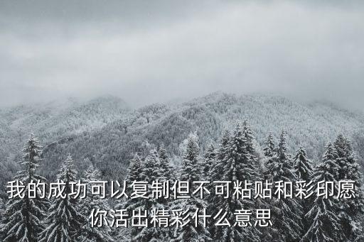 我的成功可以復(fù)制但不可粘貼和彩印愿你活出精彩什么意思