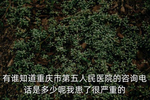 有誰知道重慶市第五人民醫(yī)院的咨詢電話是多少呢我患了很嚴(yán)重的