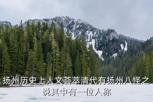 揚州歷史上人文薈萃清代有揚州八怪之說其中有一位人稱