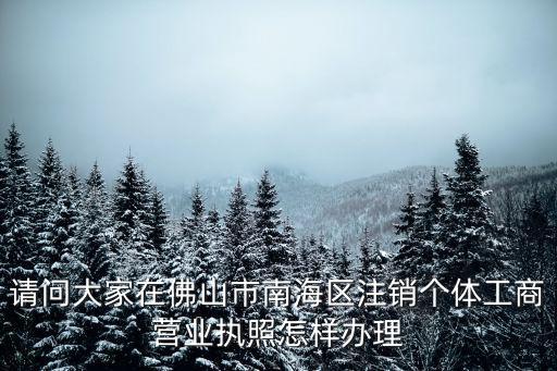 請問大家在佛山市南海區注銷個體工商營業執照怎樣辦理