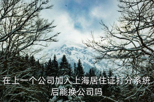 在上一個公司加入上海居住證打分系統后能換公司嗎