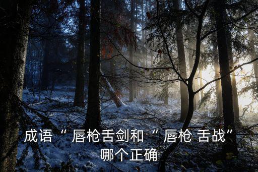 成語“ 唇槍舌劍和“ 唇槍 舌戰”哪個正確