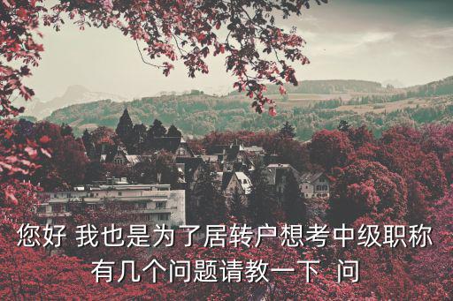 您好 我也是為了居轉(zhuǎn)戶想考中級職稱有幾個問題請教一下  問