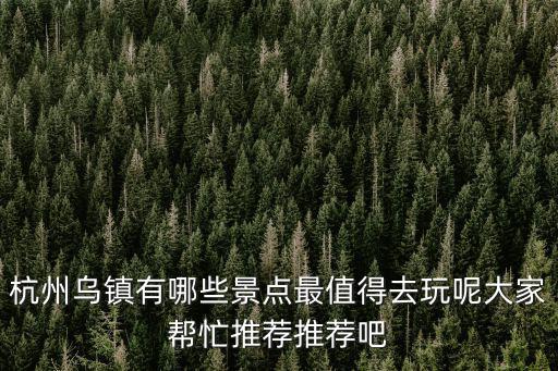 杭州烏鎮(zhèn)有哪些景點(diǎn)最值得去玩呢大家?guī)兔ν扑]推薦吧