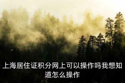 上海居住證積分網上可以操作嗎我想知道怎么操作