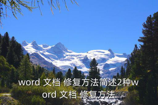 word 文檔 修復(fù)方法簡述2種word 文檔 修復(fù)方法