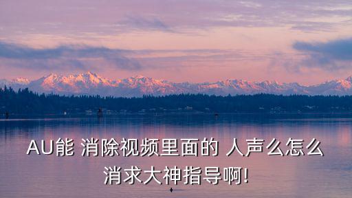 AU能 消除視頻里面的 人聲么怎么消求大神指導(dǎo)啊!