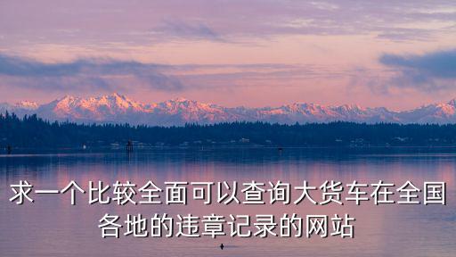 求一個比較全面可以查詢大貨車在全國各地的違章記錄的網站