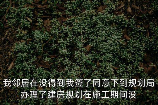 我鄰居在沒得到我簽了同意下到規(guī)劃局辦理了建房規(guī)劃在施工期間沒