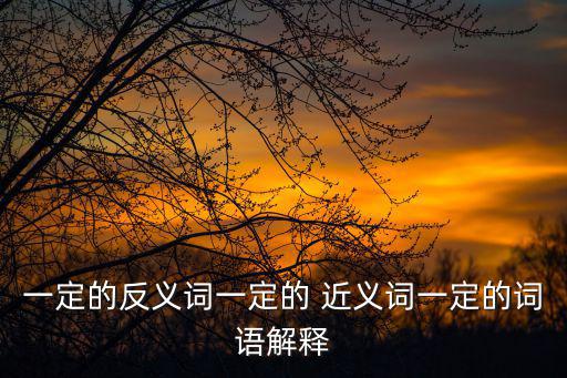 一定的反義詞一定的 近義詞一定的詞語解釋