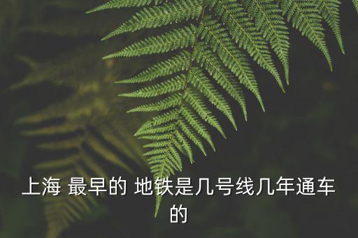 上海 最早的 地鐵是幾號線幾年通車的
