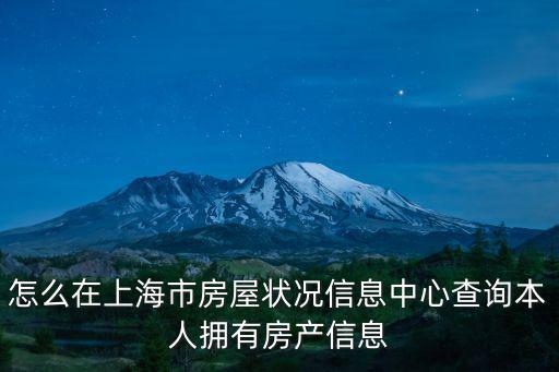 怎么在上海市房屋狀況信息中心查詢本人擁有房產(chǎn)信息