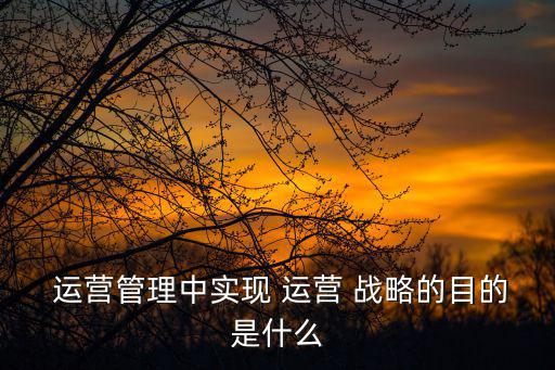 運營戰(zhàn)略,運營戰(zhàn)略分兩類包括遠(yuǎn)期設(shè)施選址