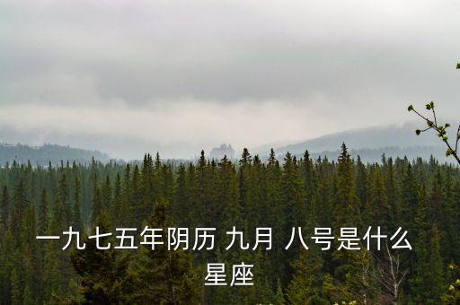 一九七五年陰歷 九月 八號是什么 星座