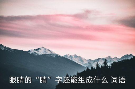眼睛的“睛”字還能組成什么 詞語